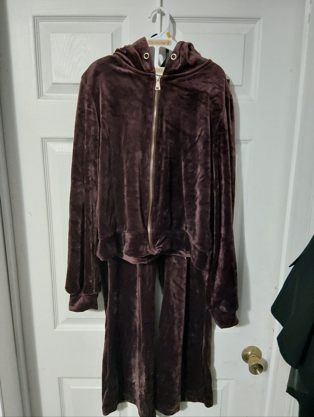 Magaschoni Plush Zip Hoodie & Skirt Set in Deep Brown